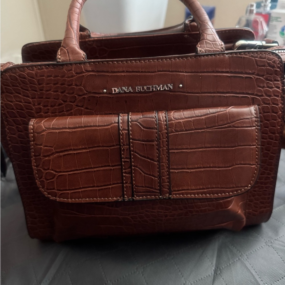 Dana Buchman Brown Crocodile Embossed Women’s Satchel/Crossbody
